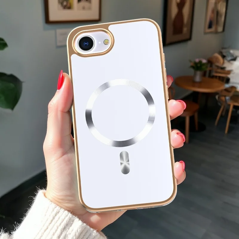 For iPhone 17e / 16e Magnetic Case Electroplating Anti-Drop TPU + PC Phone Back Cover - White