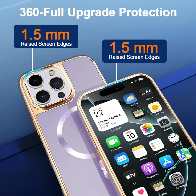 For iPhone 15 Pro Max Magnetic Case Electroplating Anti-Drop TPU + PC Phone Back Cover - Purple