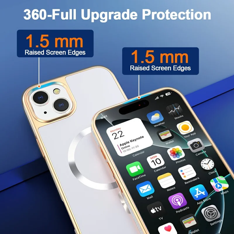 For iPhone 15 Plus Magnetic Case Electroplating Anti-Drop TPU + PC Phone Back Cover - White