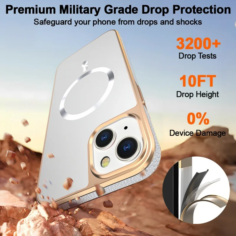 For iPhone 15 Magnetic Case Electroplating Anti-Drop TPU + PC Phone Back Cover - White