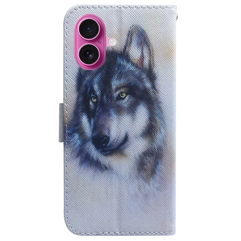 For iPhone 17 Wallet Case Pattern Print Leather Phone Cover - Wolf