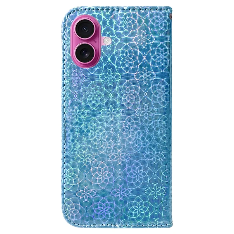 For iPhone 17 Stand Case Dazzling Flower Leather Phone Cover - Blue
