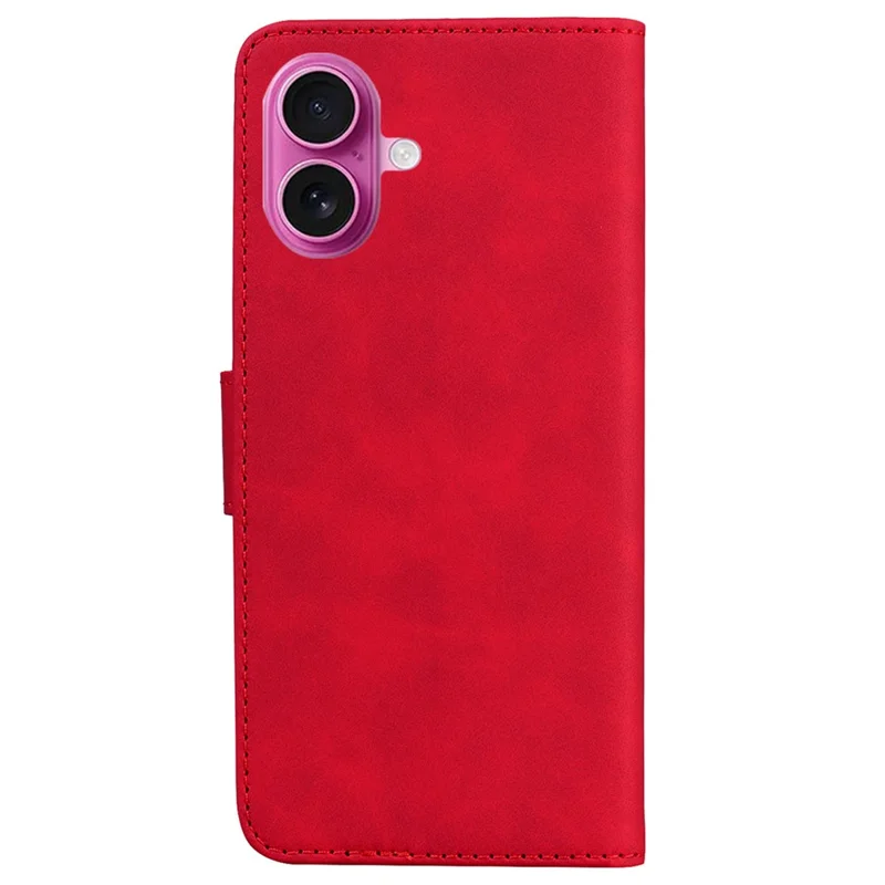 For iPhone 17 Stand Case PU Leather Phone Cover Butterfly Printed - Red