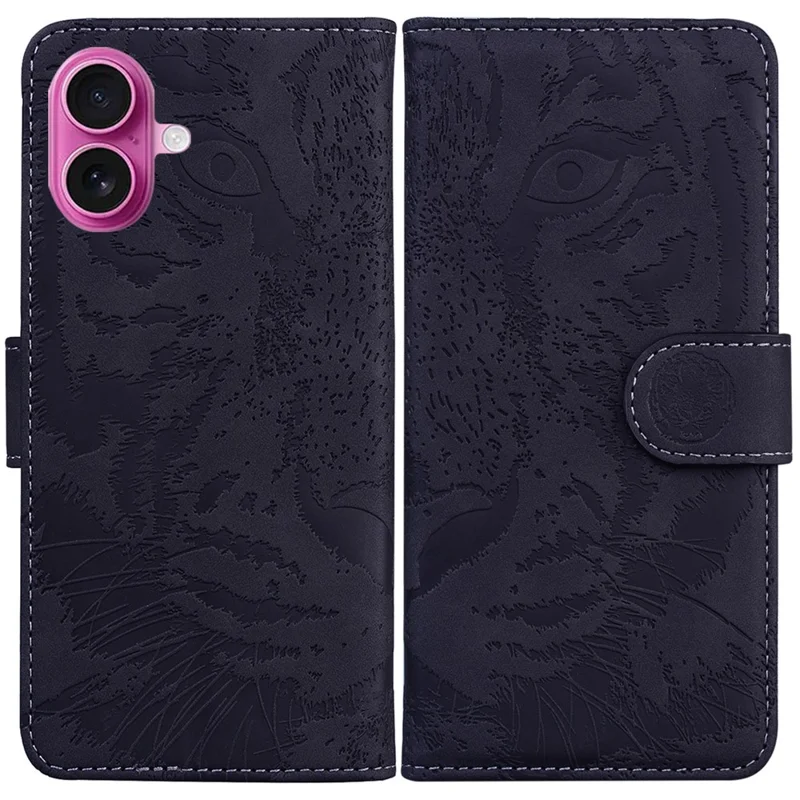 Für iPhone 17 Hülle Tigermuster Lederbrieftasche Handyhülle - Schwarz