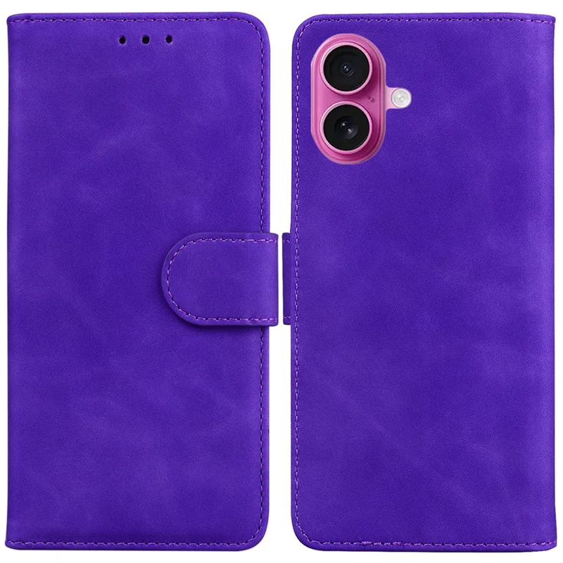 For iPhone 17 Case Solid Color Leather Wallet Phone Cover - Purple
