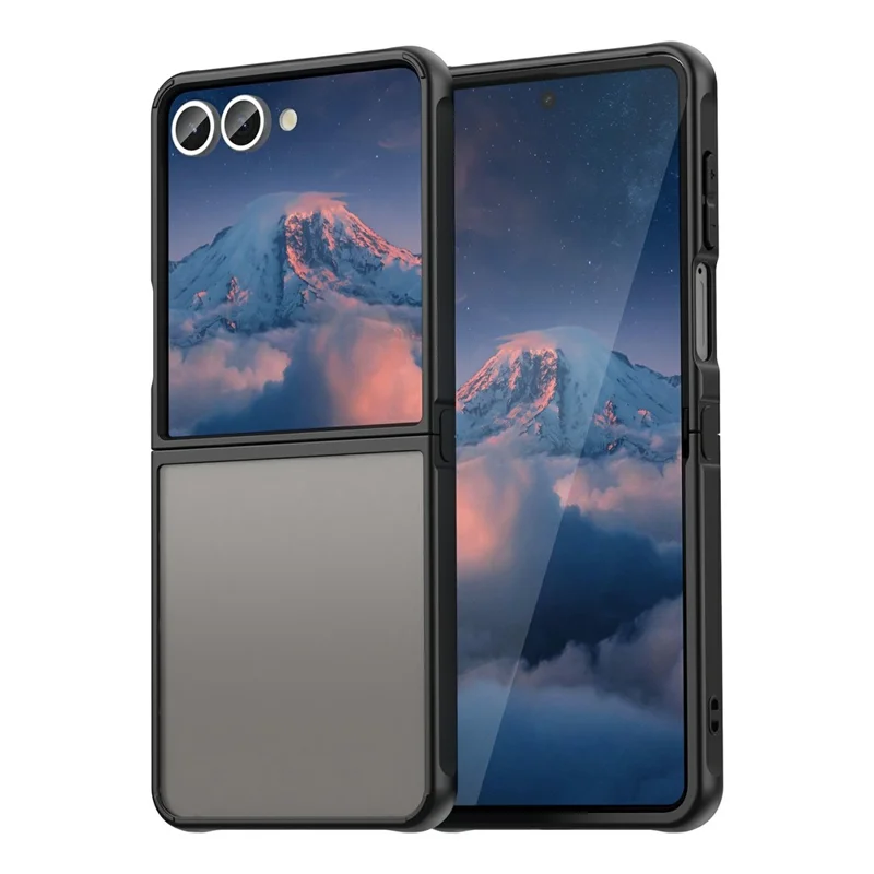 For Samsung Galaxy Z Flip7 5G Case Drop Proof Airbags Frosted Translucent PC + TPU Phone Back Cover - Black