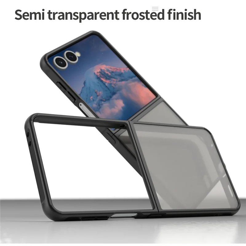 For Samsung Galaxy Z Flip7 5G Case Drop Proof Airbags Frosted Translucent PC + TPU Phone Back Cover - Black