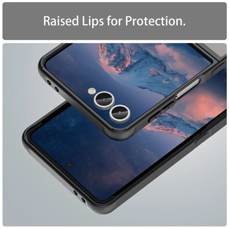 For Samsung Galaxy Z Flip7 5G Case Drop Proof Airbags Frosted Translucent PC + TPU Phone Back Cover - Black