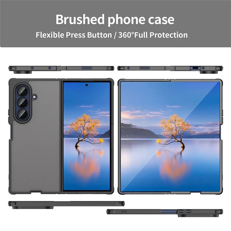 Per Samsung Galaxy Z Fold7 5G Custodia a prova di caduta con airbag Policarbonato traslucido opaco + Copertura posteriore del telefono in TPU - Nero
