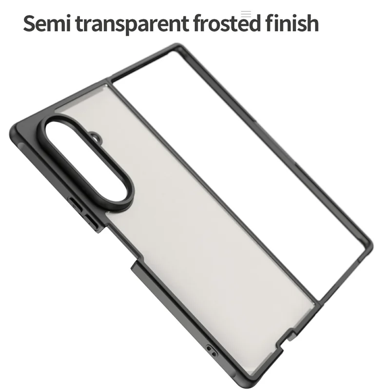 Per Samsung Galaxy Z Fold7 5G Custodia a prova di caduta con airbag Policarbonato traslucido opaco + Copertura posteriore del telefono in TPU - Nero