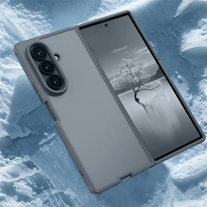 Per Samsung Galaxy Z Fold7 5G Custodia a prova di caduta con airbag Policarbonato traslucido opaco + Copertura posteriore del telefono in TPU - Nero