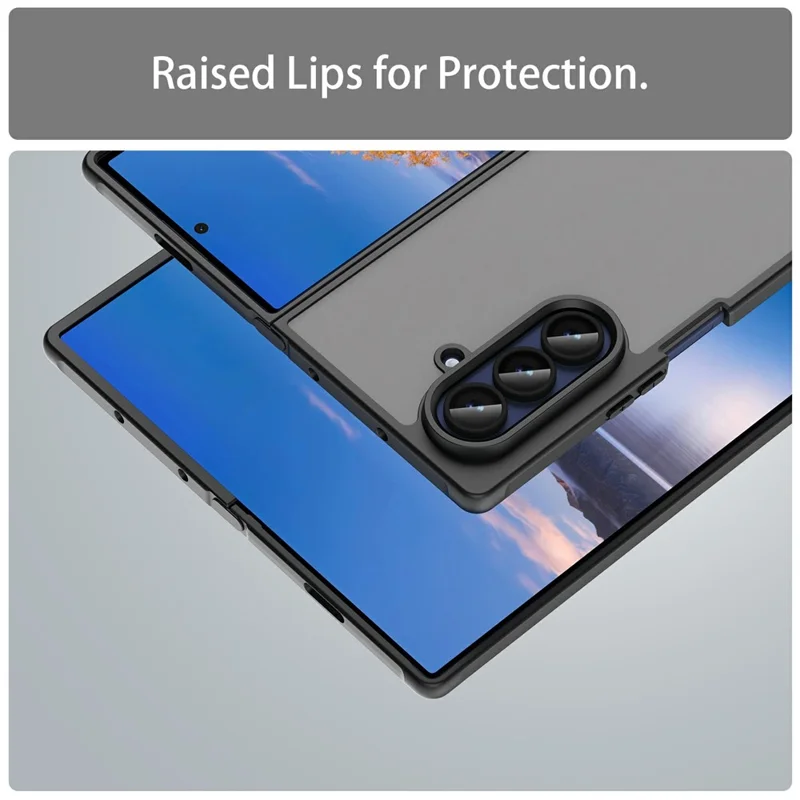 Per Samsung Galaxy Z Fold7 5G Custodia a prova di caduta con airbag Policarbonato traslucido opaco + Copertura posteriore del telefono in TPU - Nero