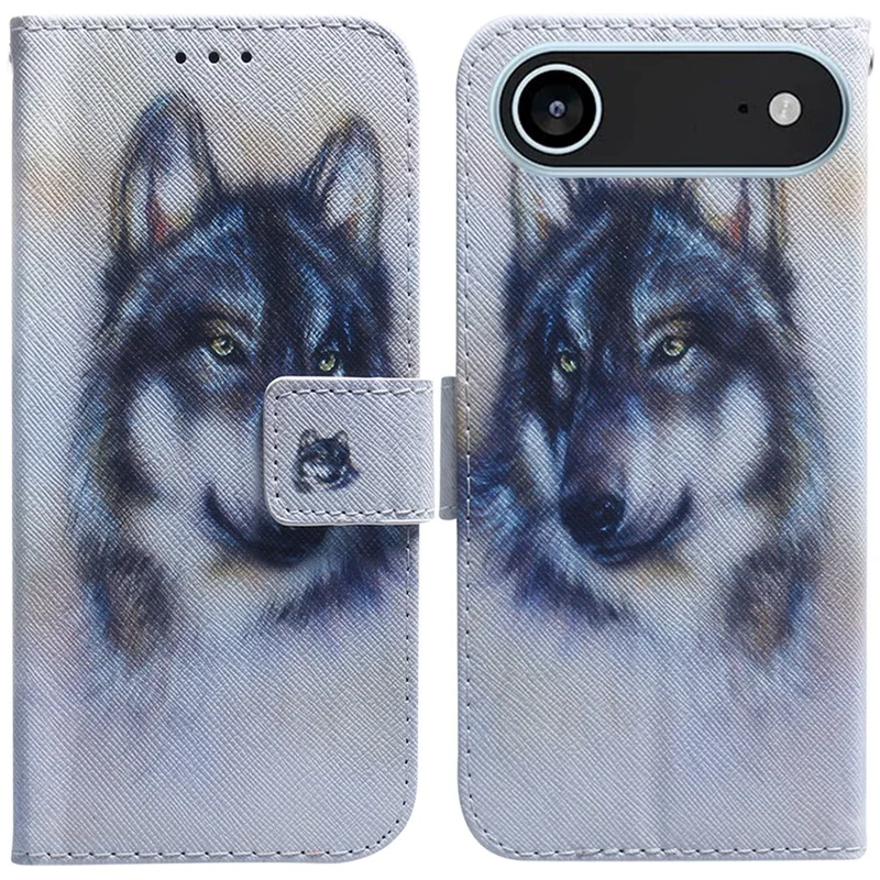 For iPhone Air Wallet Case Pattern Print Leather Phone Cover - Wolf