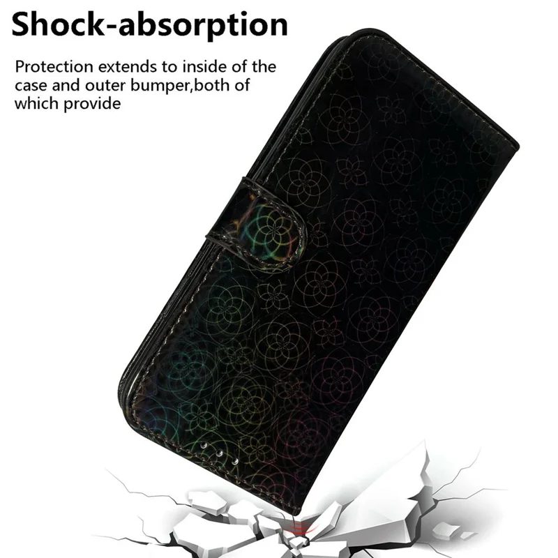 For iPhone Air Stand Case Dazzling Flower Leather Phone Cover with Wrist Strap - Black