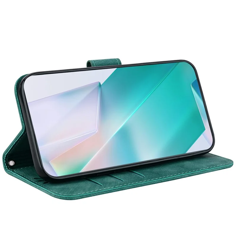 For iPhone Air Wallet Case Tiger Imprint Leather Shockproof Phone Cover with Wrist Strap - Green