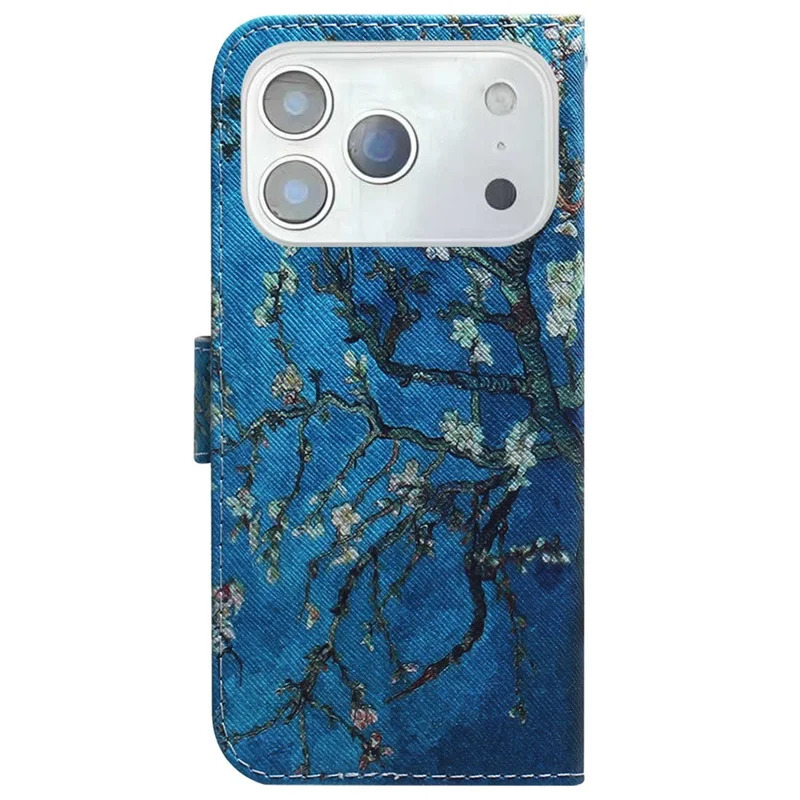 For iPhone 17 Pro Wallet Case Pattern Print Leather Phone Cover - Apricot Flowers