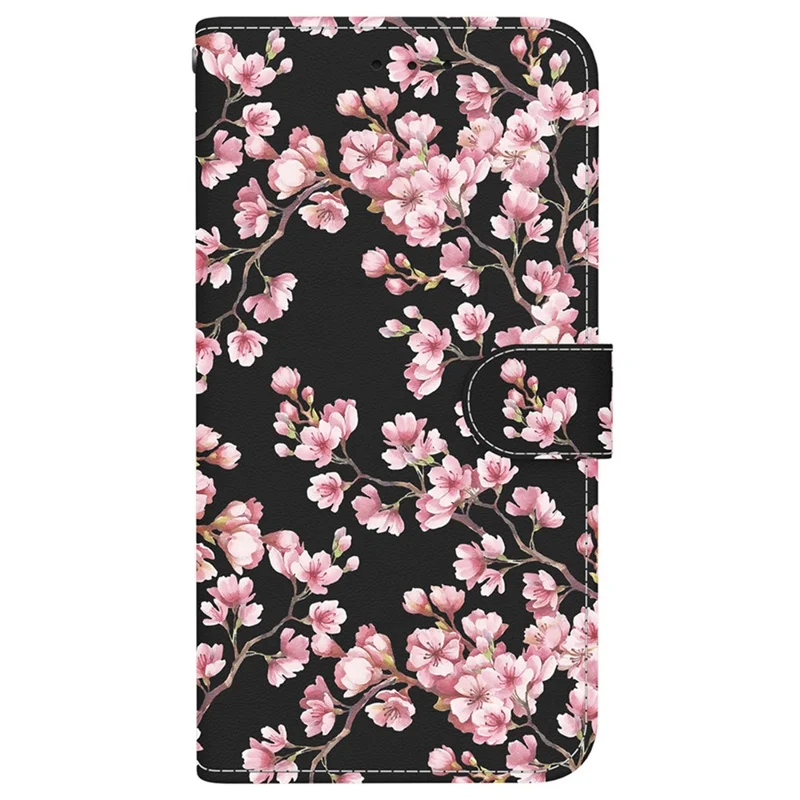 For iPhone 17 Pro Wallet Phone Case Anti-Drop Leather Flip Cover Pattern Printing with Strap - Plum Blossom