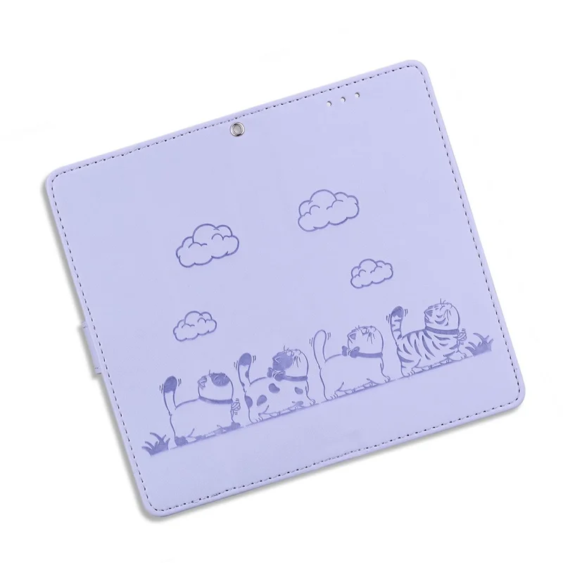 For iPhone 17 Pro Case RFID Blocking Kitten Pattern TPU + PU Leather Phone Cover with Wrist Strap - Purple