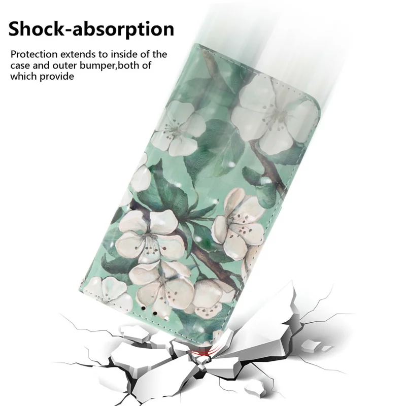For iPhone 17 Pro Case Pattern Printing Leather Wallet Phone Cover with Wrist Strap - Watercolor Flowers