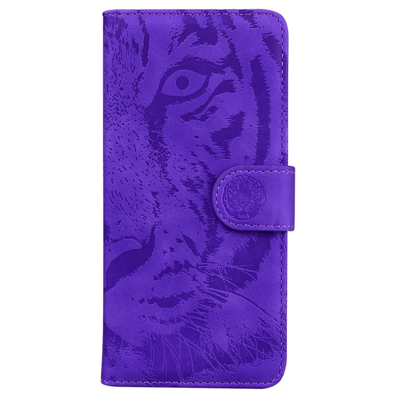 For iPhone 17 Pro Case met Tijgerprint Lederen Portemonnee Hoesje - Paars