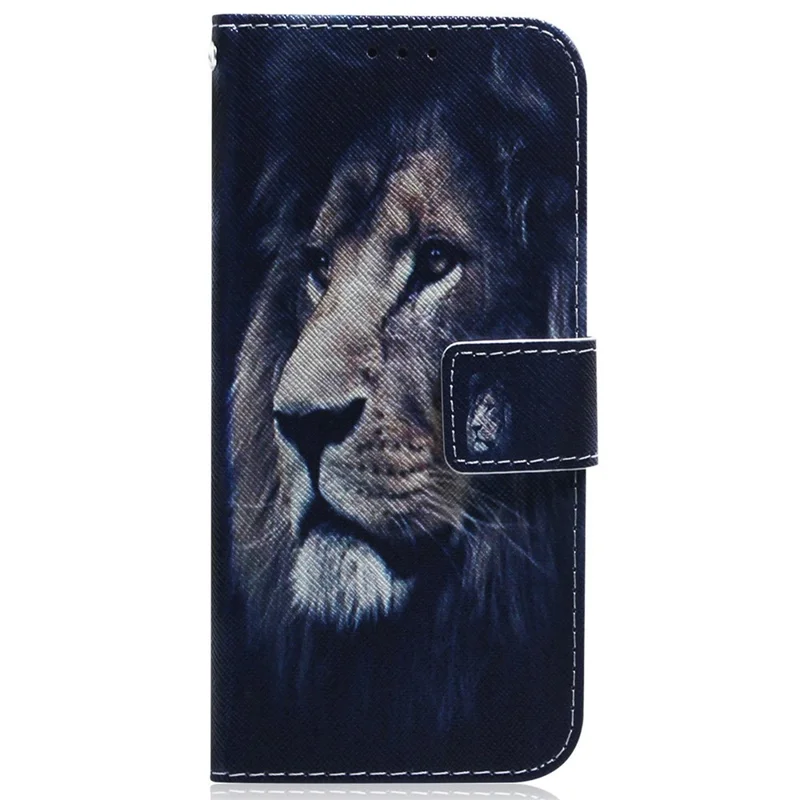 For iPhone 17 Pro Max Wallet Case Pattern Print Leather Phone Cover - Lion