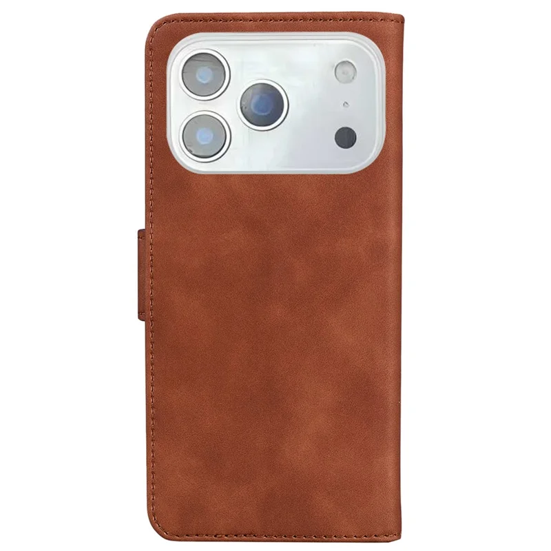 For iPhone 17 Pro Max Stand Case PU Leather Phone Cover Butterfly Printed - Brown