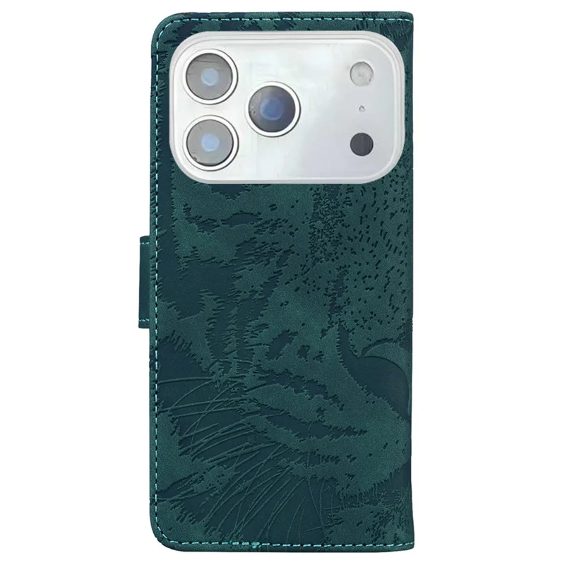 For iPhone 18 Pro Max / 17 Pro Max Case Tiger Imprint Leather Wallet Phone Cover - Green