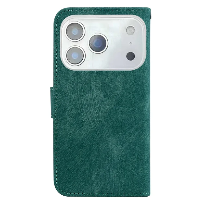 For iPhone 18 Pro Max / 17 Pro Max Wallet Case Tiger Imprint Leather Shockproof Phone Cover with Wrist Strap - Green