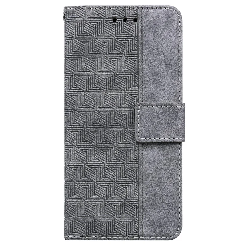 Für Xiaomi Redmi A5 4G (171,7 mm) / Poco C71 4G Hülle Geometrisches Muster Leder Geldbörse Handyhülle mit Handschlaufe - Grau