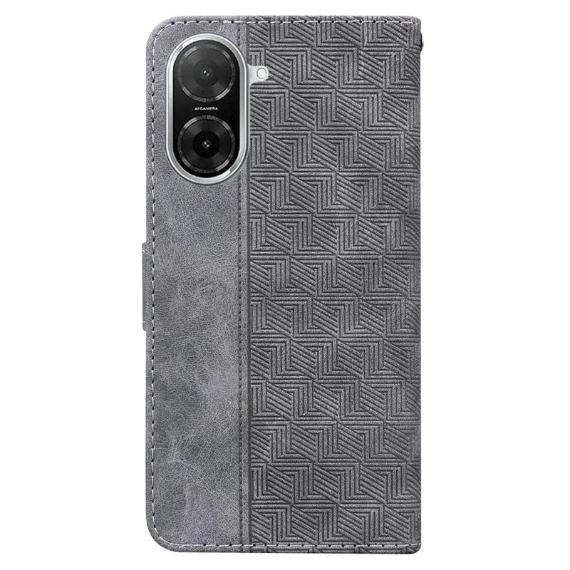 Für Xiaomi Redmi A5 4G (171,7 mm) / Poco C71 4G Hülle Geometrisches Muster Leder Geldbörse Handyhülle mit Handschlaufe - Grau