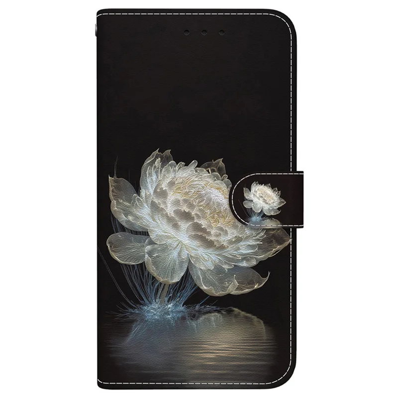 Für Xiaomi Redmi A5 4G (171,7 mm) / Poco C71 4G Geldbörsen-Handyhülle Stoßfest Leder Flip Cover mit Muster-Druck und Trageriemen - Kristall-Pfingstrose