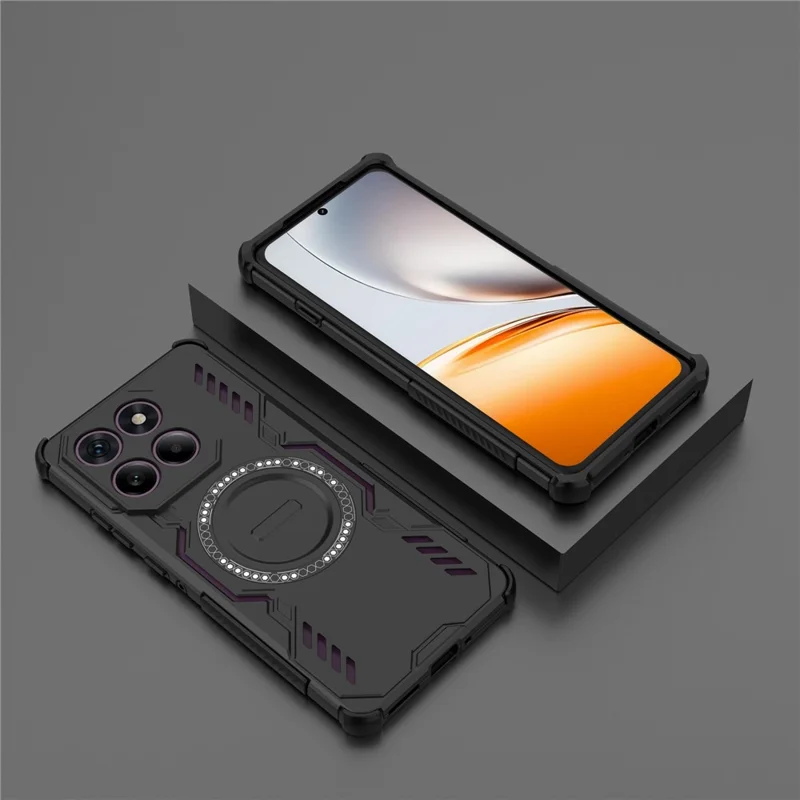 Für Motorola Edge 60 Pro 5G Magnetische Hülle Schmetterling Rüstung Hohle Wärmeableitung PC + TPU Handyhülle - Schwarz