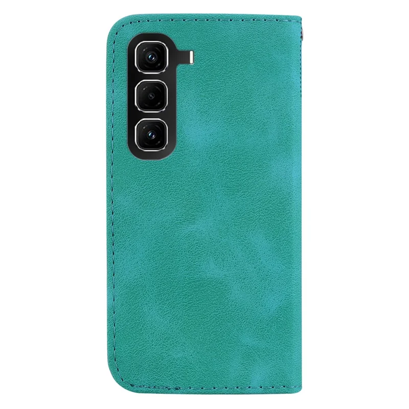 For Infinix Hot 50 Pro+ 4G Stand Case 7-Shaped Pattern Imprint Leather Phone Cover with Strap - Green