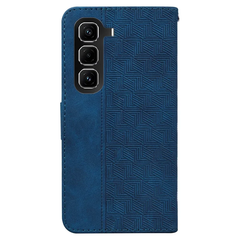 For Infinix Hot 50 Pro 4G Case Geometry Pattern Leather Wallet Phone Cover with Wrist Strap - Blue