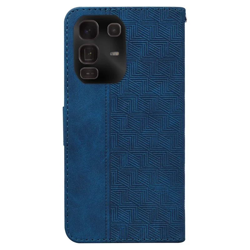 Capa para Infinix Note 50 Pro+ 5G Padrão Geométrico em Couro com Carteira e Alça de Pulso - Azul