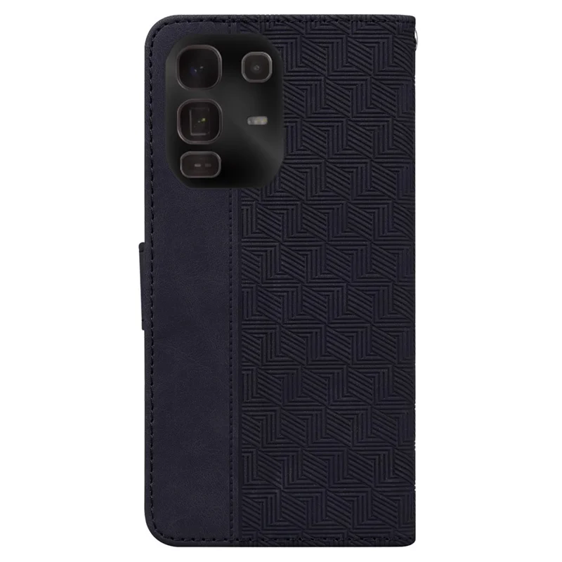 For Infinix Note 50 Pro+ 5G Case Geometry Pattern Leather Wallet Phone Cover with Wrist Strap - Black