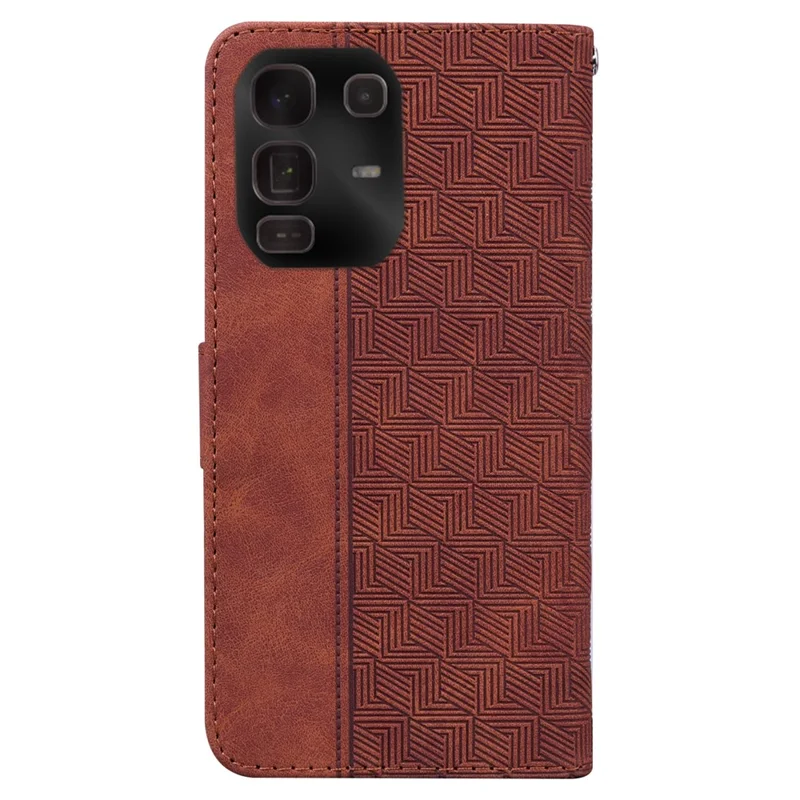 For Infinix Note 50 Pro+ 5G Case Geometry Pattern Leather Wallet Phone Cover with Wrist Strap - Brown