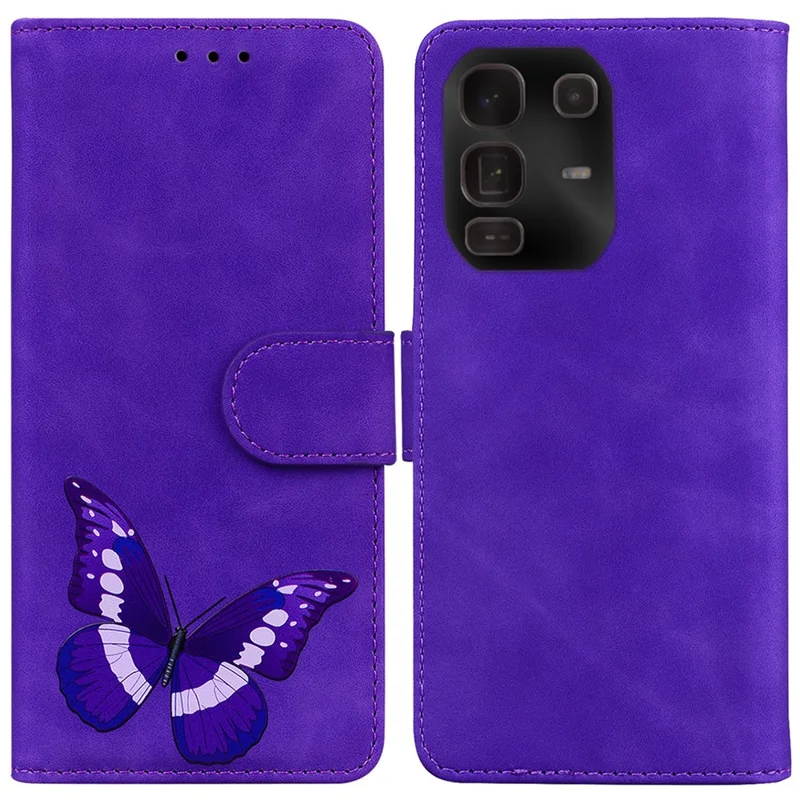 For Infinix Note 50 Pro+ 5G Stand Case PU Leather Phone Cover Butterfly Printed - Purple