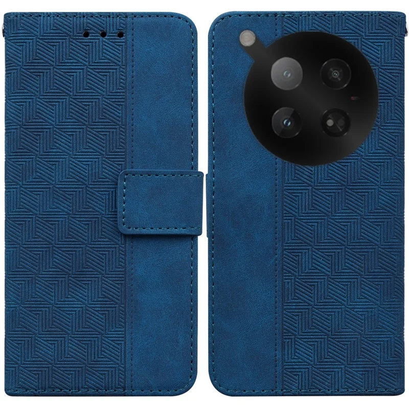 For Infinix Zero 40 4G Case Geometry Pattern Leather Wallet Phone Cover with Wrist Strap - Blue