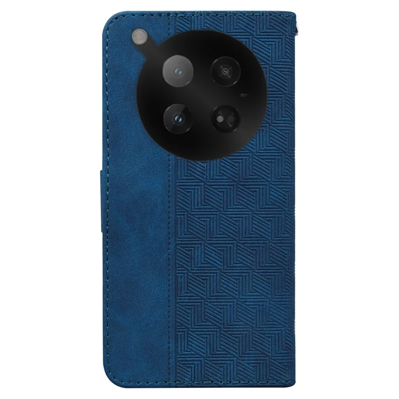 For Infinix Zero 40 4G Case Geometry Pattern Leather Wallet Phone Cover with Wrist Strap - Blue