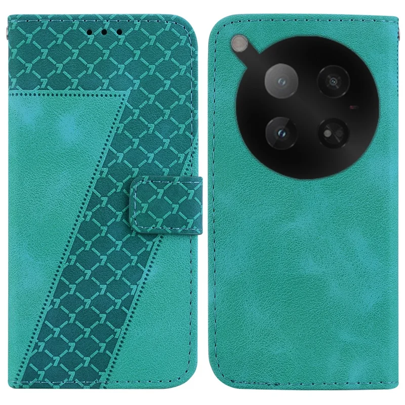 For Infinix Zero 40 4G Stand Case 7-Shaped Pattern Imprint Leather Phone Cover with Strap - Green