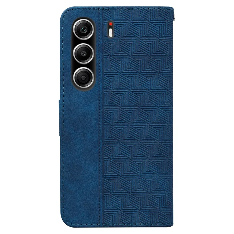 Für TECNO Camon 40 Pro 5G / 4G Hülle Geometrisches Muster Leder Brieftasche Handyhülle mit Handschlaufe - Blau