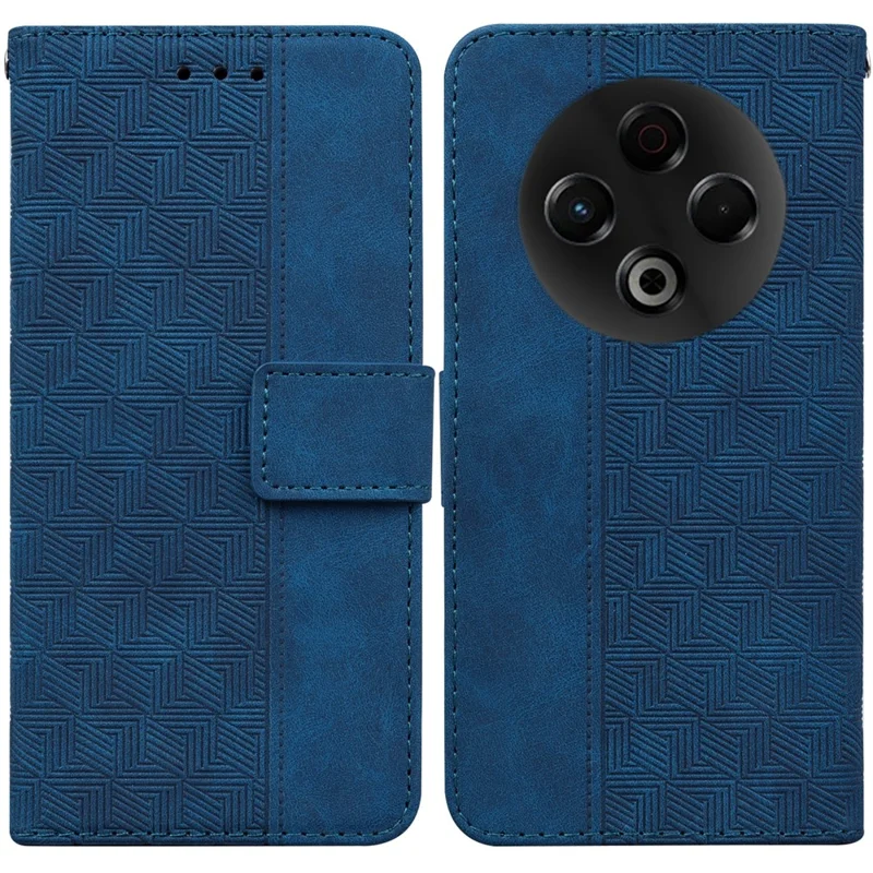 Cover per TECNO Spark 30 4G con Motivo Geometrico, Custodia Portafoglio in Pelle con Cinturino da Polso - Blu