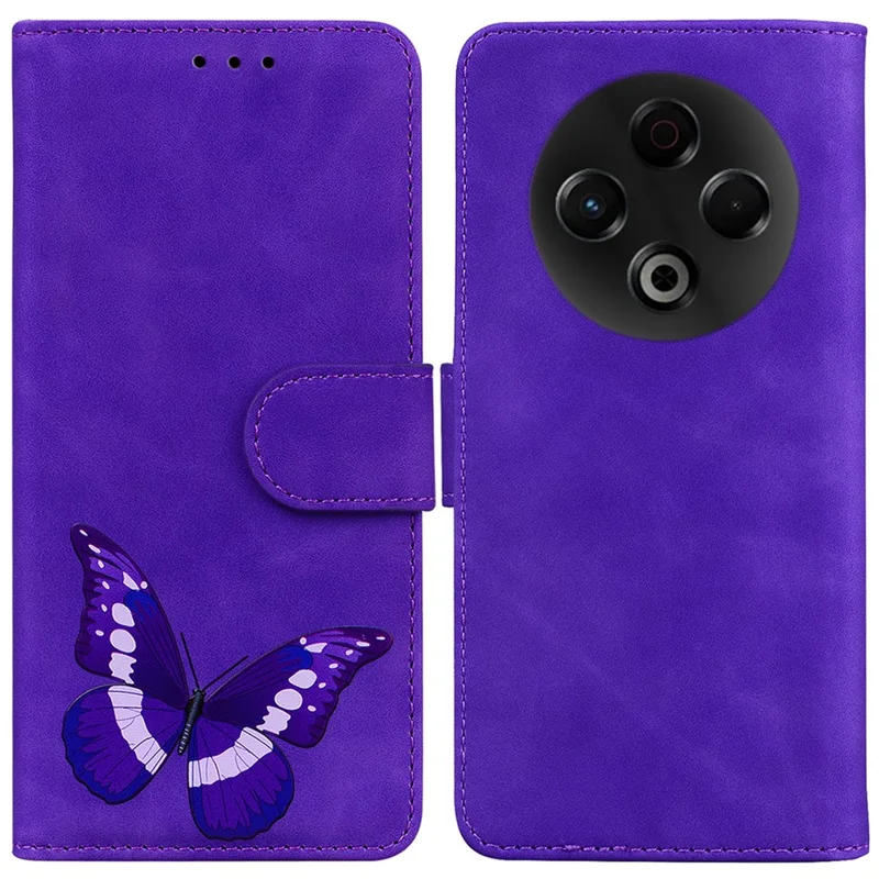 Per TECNO Spark 30 4G Custodia con Supporto in Pelle PU Cover per Telefono con Stampa Farfalla - Viola