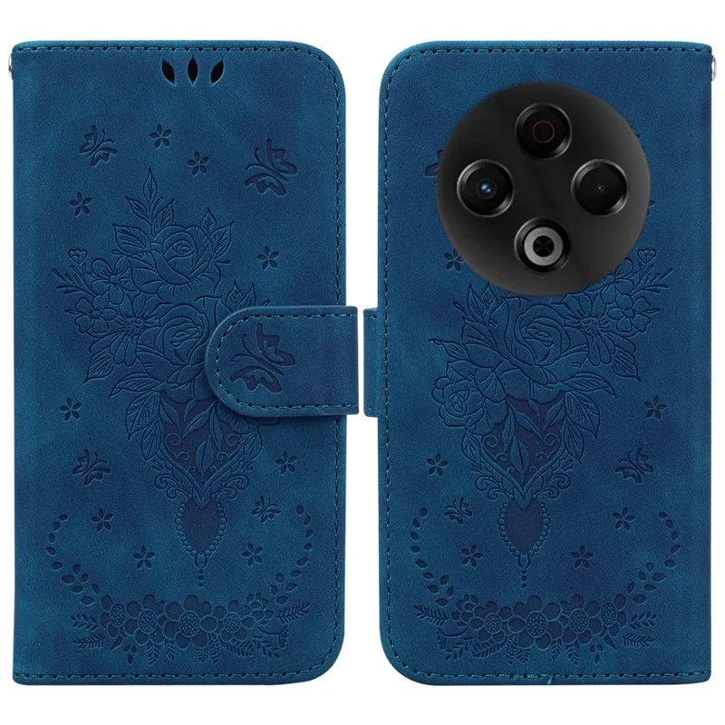 Funda para TECNO Spark 30 4G con Diseño de Mariposa y Flores, de Piel Sintética con Cartera y Correa - Azul