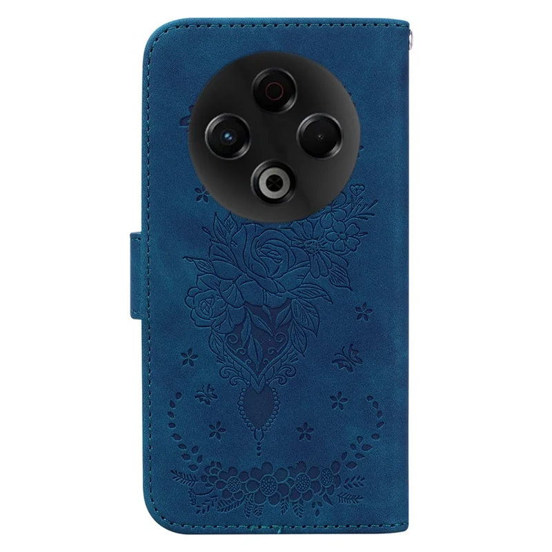 Funda para TECNO Spark 30 4G con Diseño de Mariposa y Flores, de Piel Sintética con Cartera y Correa - Azul