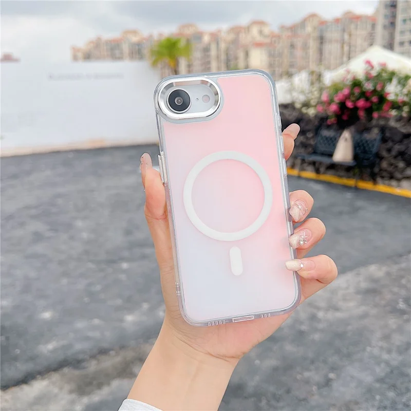 For iPhone 16e Case Compatible with MagSafe Color Changing TPU Phone Back Cover - White