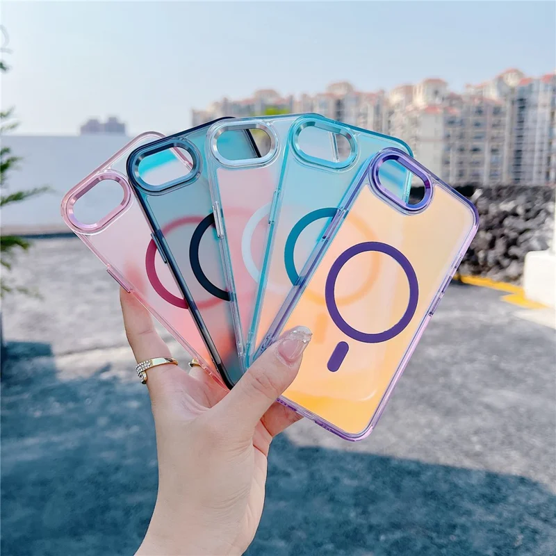 For iPhone 16e Case Compatible with MagSafe Color Changing TPU Phone Back Cover - White