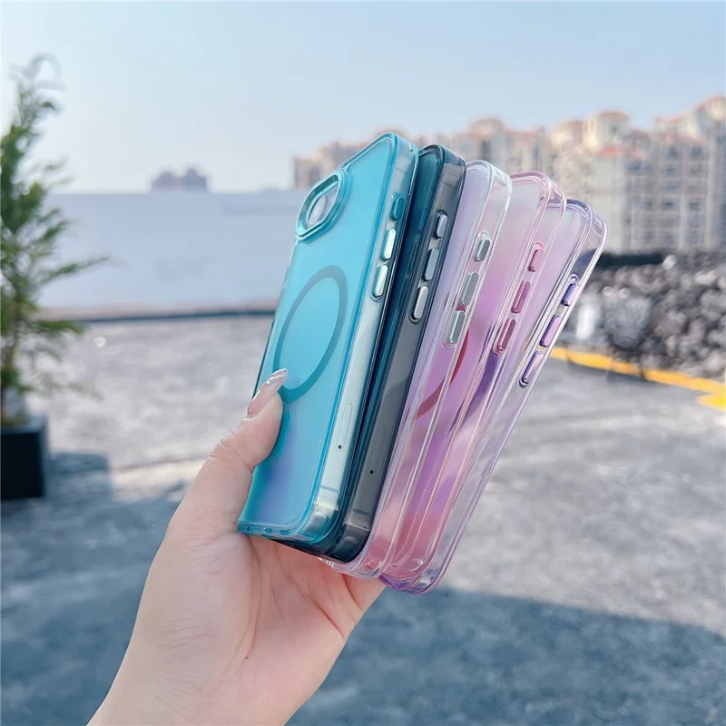 For iPhone 16e Case Compatible with MagSafe Color Changing TPU Phone Back Cover - White