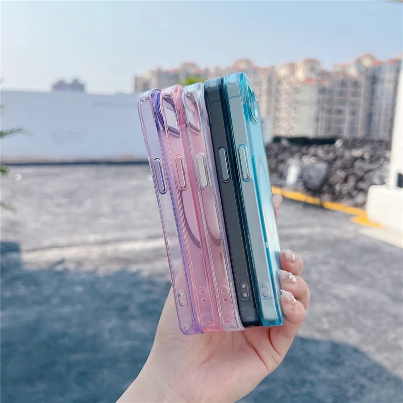 For iPhone 16e Case Compatible with MagSafe Color Changing TPU Phone Back Cover - White